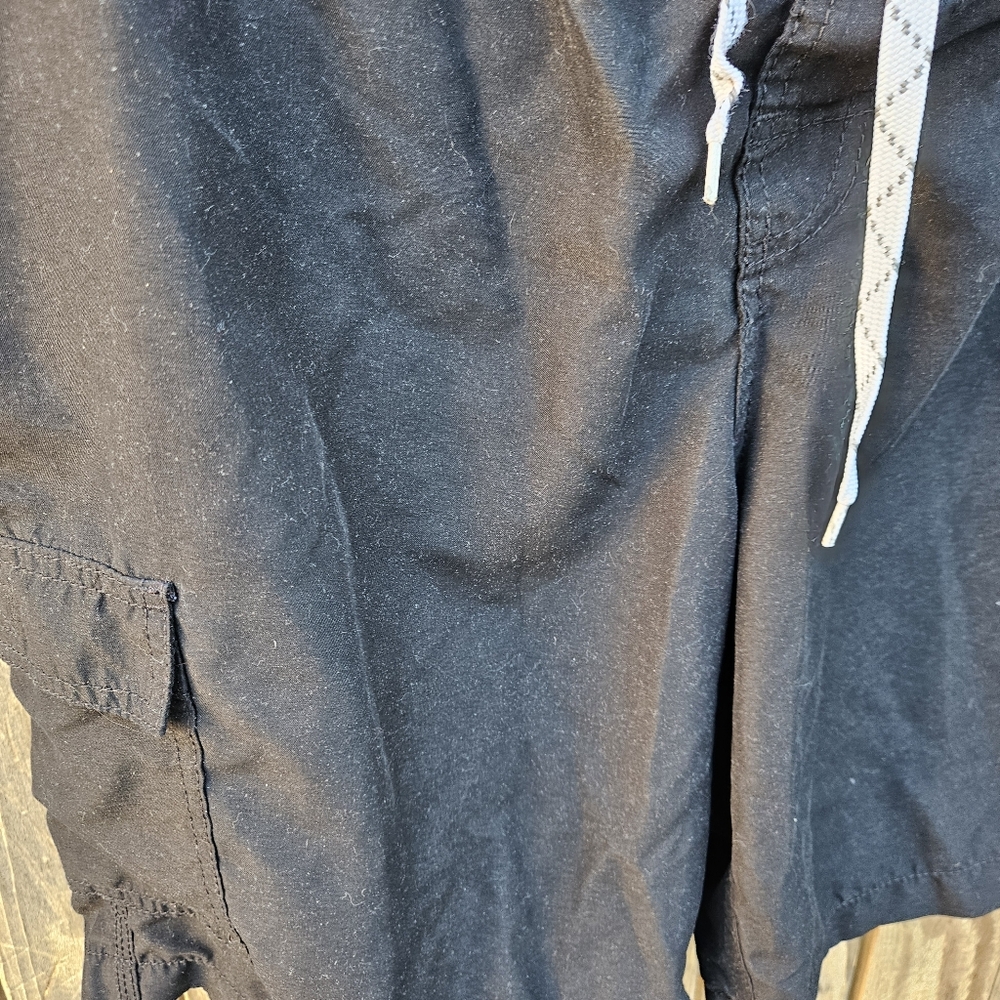 Merona Men's Black Drawstring Cargo Swim Shorts Size L - Picture 9 of 16